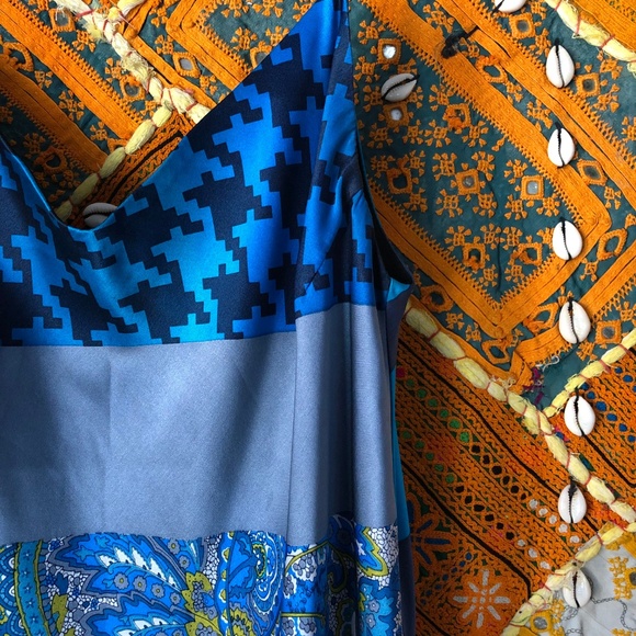 Lapis Patterned Silk Dress - Picture 3 of 4